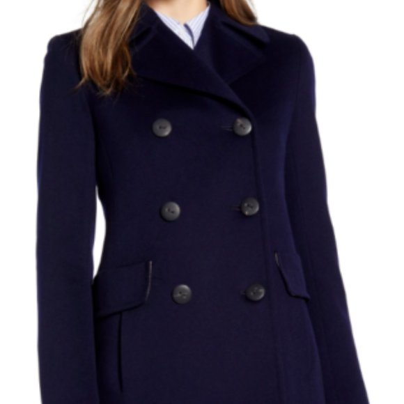 FLEURETTE DOUBLE BREASTED WOOL PEACOAT MIDNIGHT NAVY JACKET COAT sz 8 - Picture 1 of 6